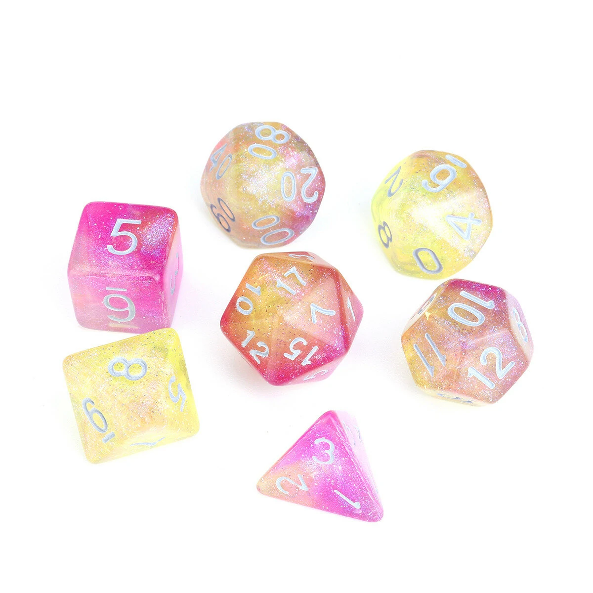 7Pcs Glitter Polyhedral Dice Set - Clear Resin D&D RPG Table Game Gift - Image 3