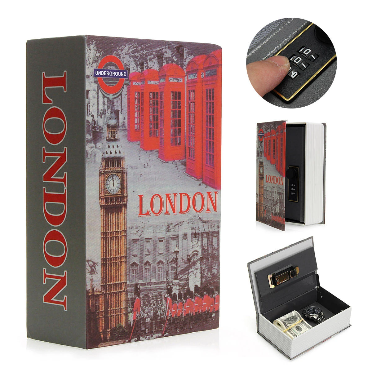 Hollow Book Safe - Hidden Storage Box with Password Lock & Security Key - Image 5