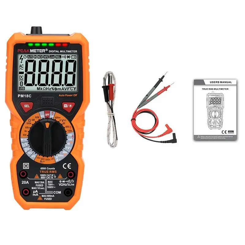 PEAKMETER PM18C True RMS Digital Multimeter - NCV Tester, Capacitance & Temperature - Image 5