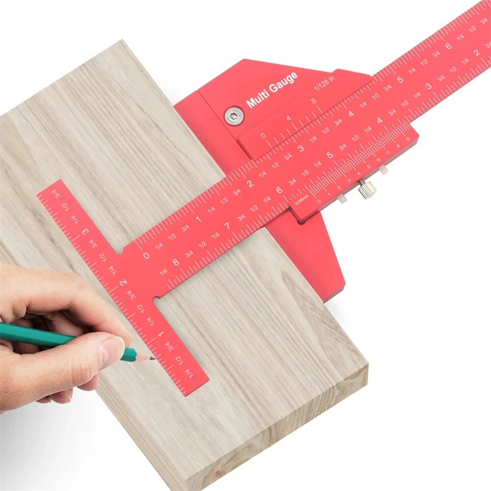 Woodworking Scriber Gauge - 210mm/280mm Aluminum T Ruler | Metric & Inch Scale - Image 2