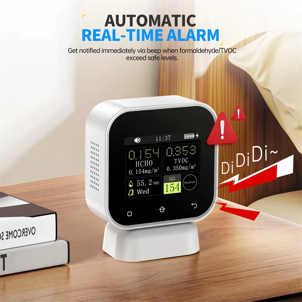 FNIRSI SFD-02 4-in-1 Air Quality Monitor | HCHO TVOC Detector | Touchscreen - Image 3