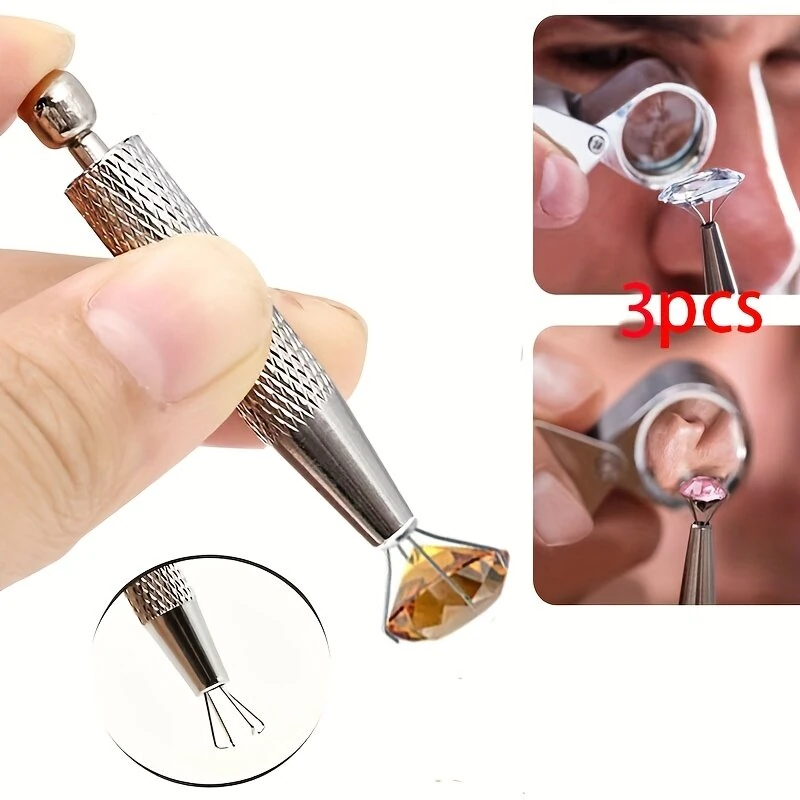 Stainless Steel Jewelry Tweezers | 4-Claw Design 63mm | Anti-Slip Grip for Gemstones & Beads - Image 4