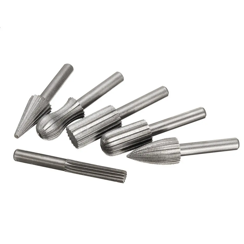 6pcs 6mm 1/4 Inch Shank HSS Rotary File Burr Set | High Speed Steel Carving Bits - Image 3