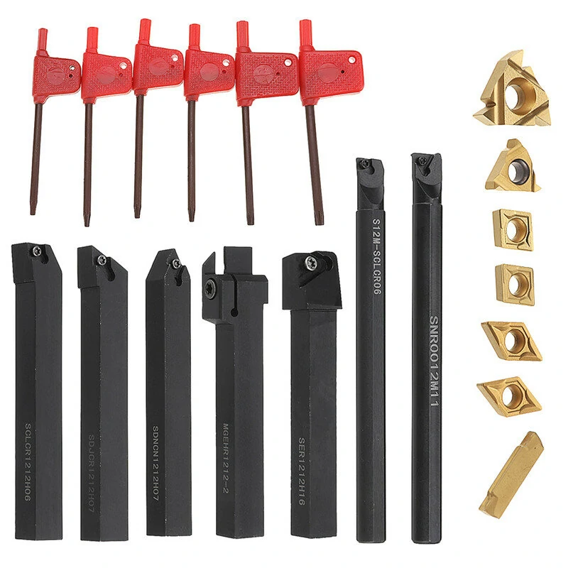7pcs 12mm Shank Lathe Boring Bar Set - Carbide Inserts | Wood Turning Tool - Image 2