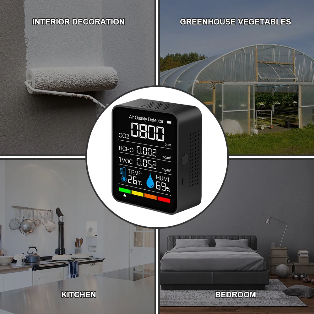 CO2 Meter - 5-in-1 Bluetooth Air Quality Monitor | Tester for CO2, TVOC, Formaldehyde, Temp & Humidity - Image 5