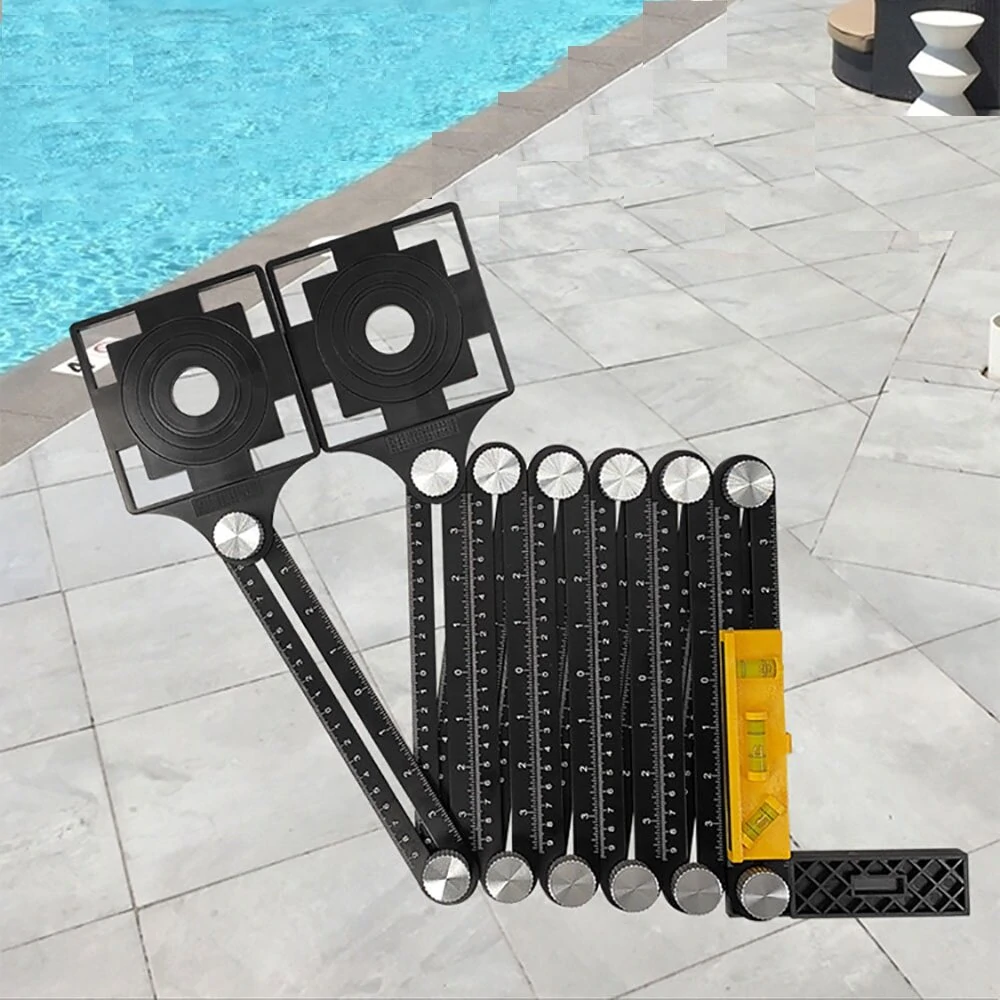 12-Folding Tile Template Tool | Multi-Angle Ruler & Protractor for Layout & Measuring - Image 4