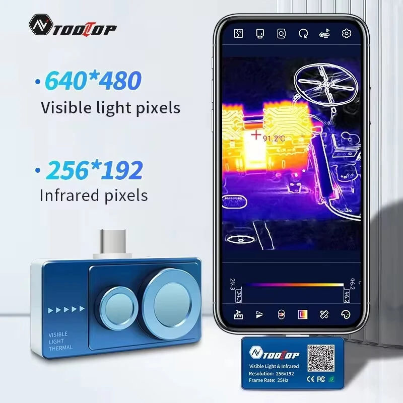AV TOOLTOP T7S+ Dual-Lens Thermal Imager - 256x192 IR & 640x480 Camera | Visible Light Fusion - Image 4