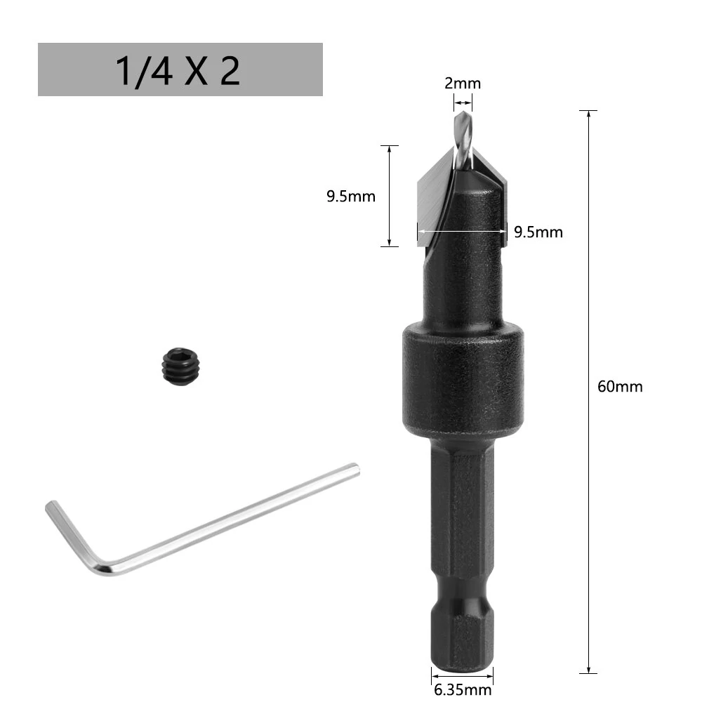 LAVIE 1/4 Hex Shank HSS Countersink Bit Set | Woodworking Router & Screw Extractor - Image 5