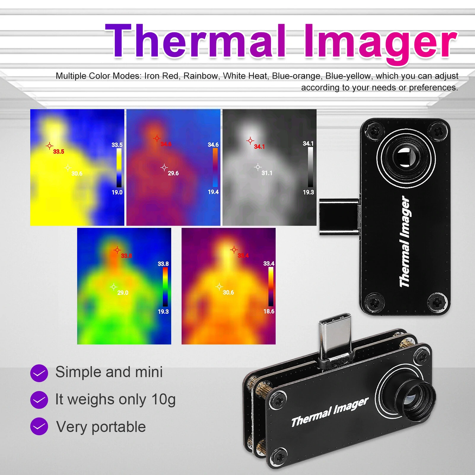 TIOP01 32x32 Thermal Imager | -20 to 1000°C | Type-C for Android - Image 2