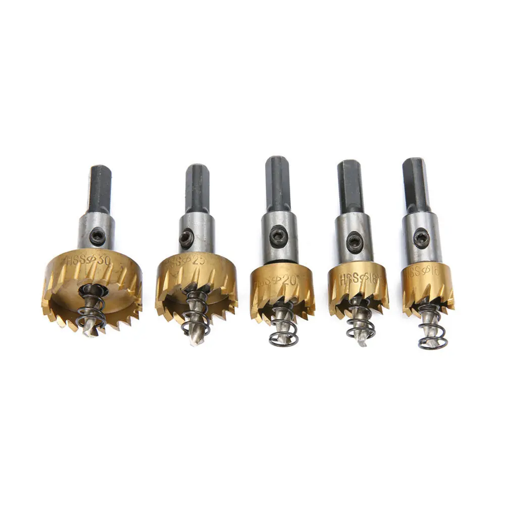 Drillpro 5Pcs HSS 6542 Titanium Coated Hole Saw Set - 16 to 30mm | Drill Bit Cutter - Image 4