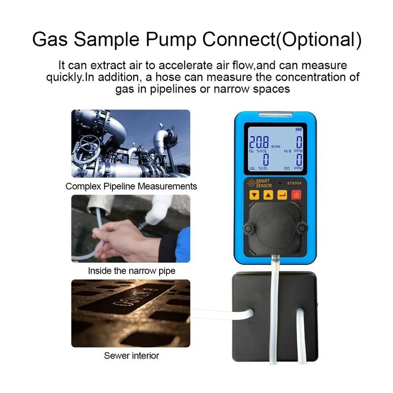 SMART SENSOR ST8904 Portable Gas Monitor | Rechargeable Multi-Gas Detector with LCD Display - Image 5
