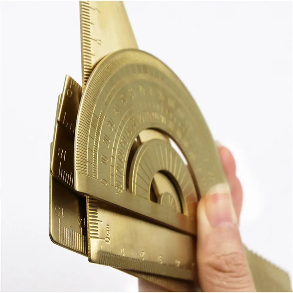 Brass Ruler - Metal Triangle Straight Ruler for Woodworking & Wave Line Drawing - Image 5