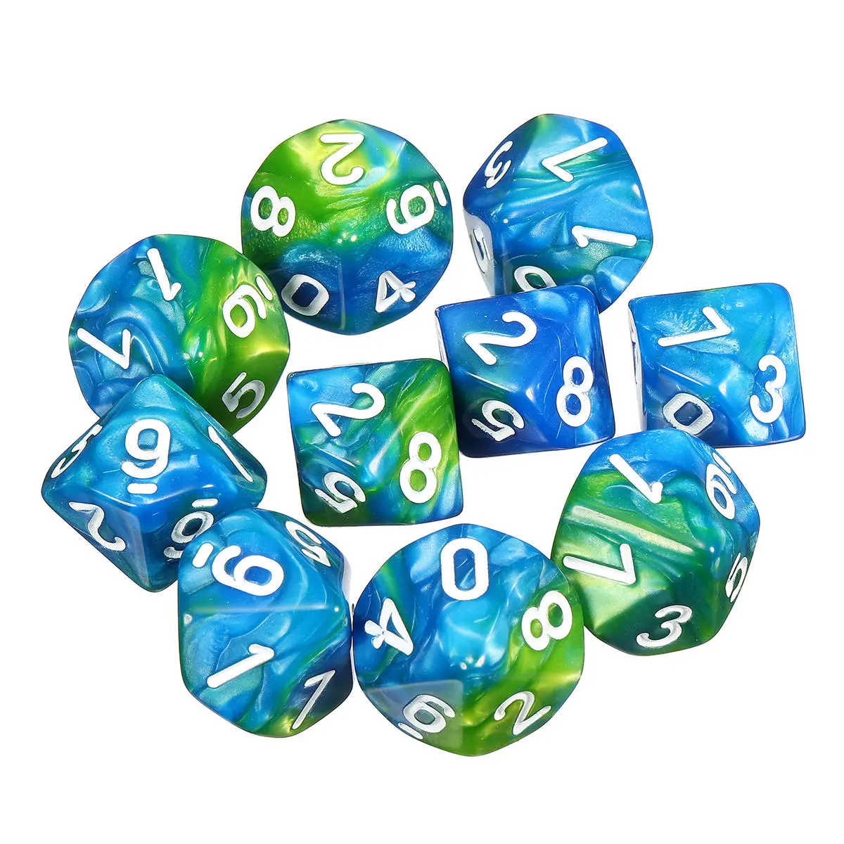 10-Sided Dice Set - 10pcs Polyhedral D10 Dice for RPG Games with Bag - Image 3