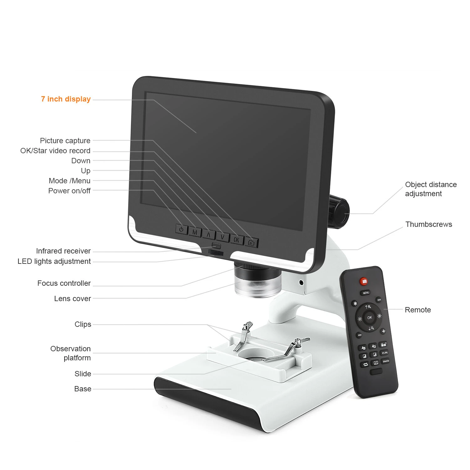 Anondstar AD108 7 Inch LCD Digital Microscope - 2MP for Coins Jewelry Student - Image 4