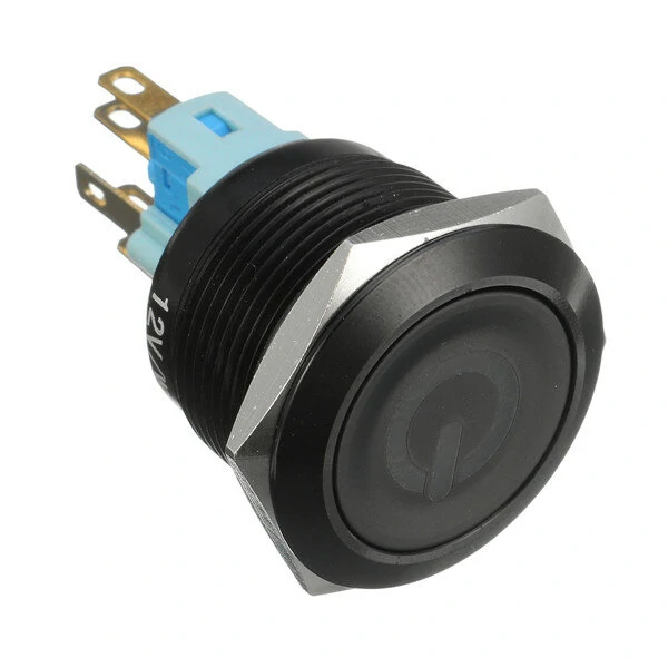 12V 22mm LED Push Button Switch - 6 Pin Momentary Metal Light - Image 5