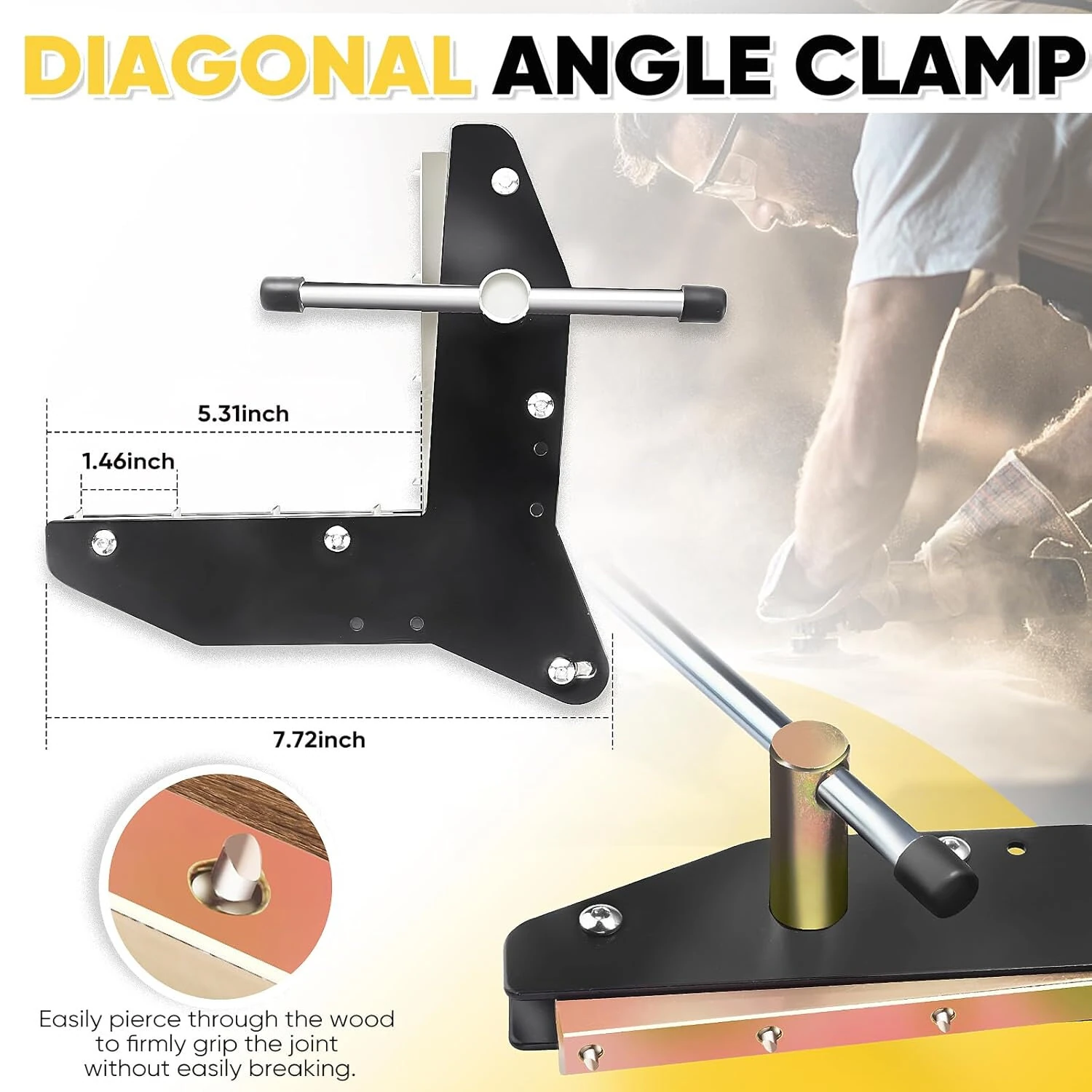 Max Corner Clamp Gauge - Heavy Steel & Solid Brass - Woodworking Miter Clamp for Door Window Frame Assembly - Image 3