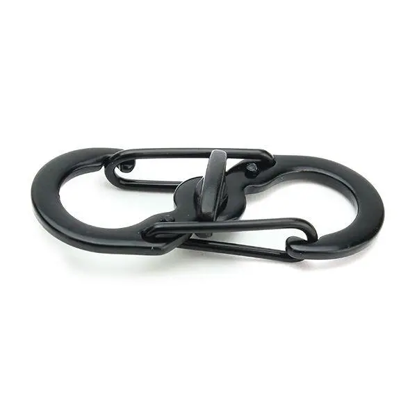 S Shape Anti Theft Carabiner Keychain - 5pcs Black Steel Clip | EDC Tool - Image 5