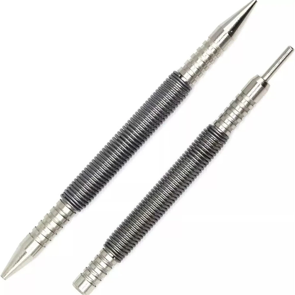 Spring Loaded Nail Setter Tool - Dual Head for Metal & Wood - Hammerless Marking Drill Bit - Image 5