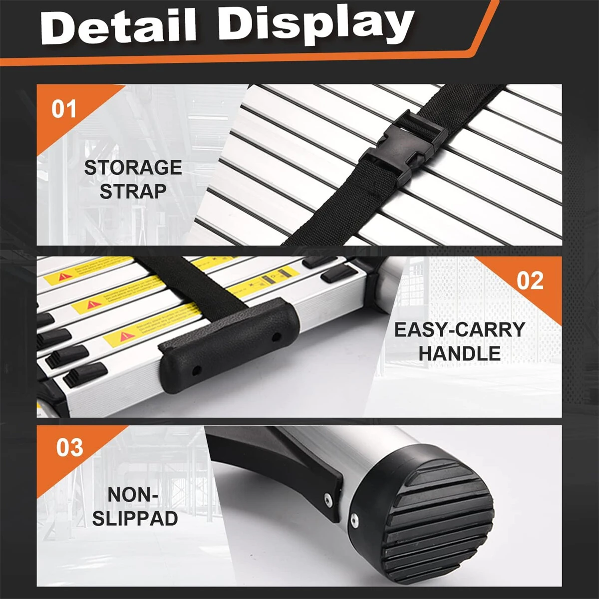 Aluminum Telescoping Ladder - 12.75ft Lightweight & Collapsible | 3150kg Capacity - Image 4