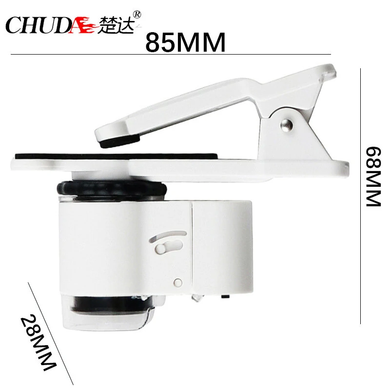 ChuDa 9882AW Mobile Phone Microscope Clip - 45x Magnification with Dual LED & UV Light - Image 5