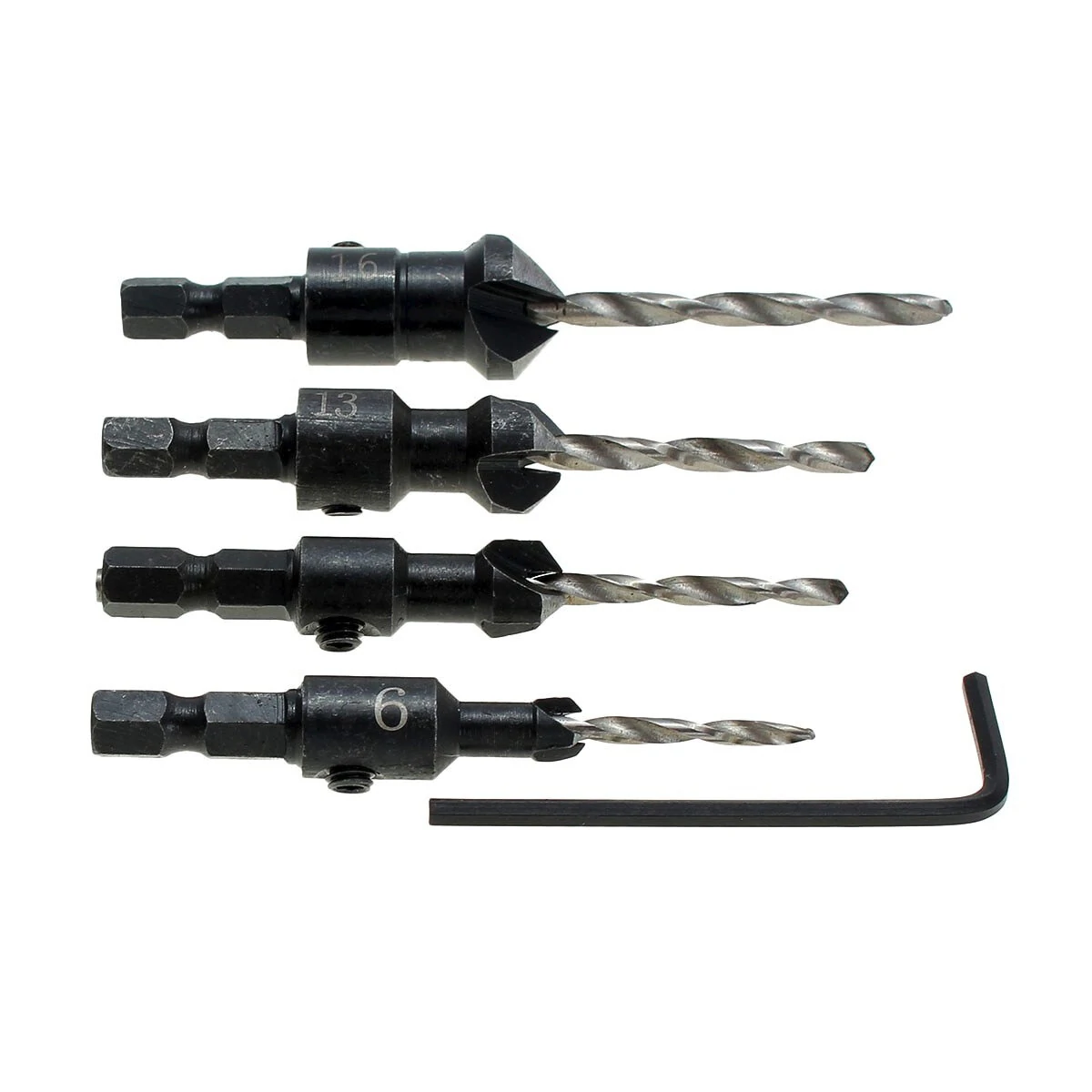 Drillpro DB-C2 4pc Countersink Drill Bit Set - Woodworking, 1/8-1/2 Size - Image 4