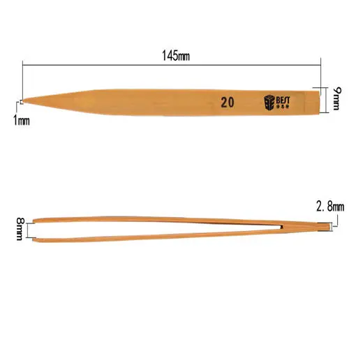 BST-20 Anti-Static Bamboo Tweezers | Industrial Non-Toothed & Anti-Loss - Image 4