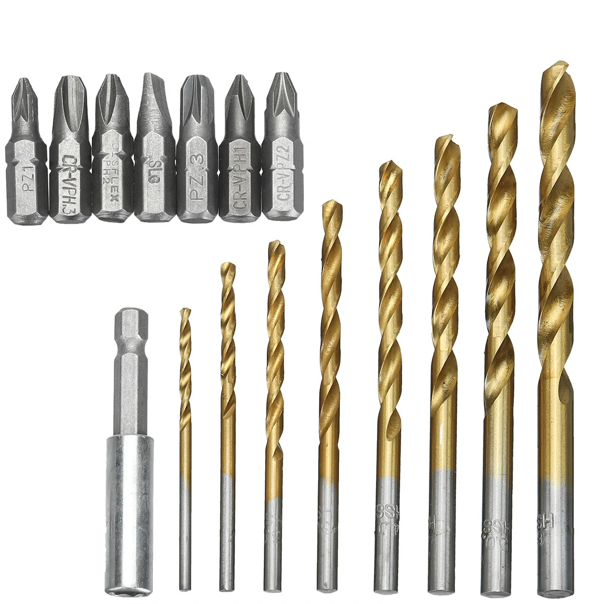 18PCS HSS Drill Bit Set - Phillips Pozidriv Slotted & Twist Drill Bits | 60mm Extension Rod & Storage Box - Image 2