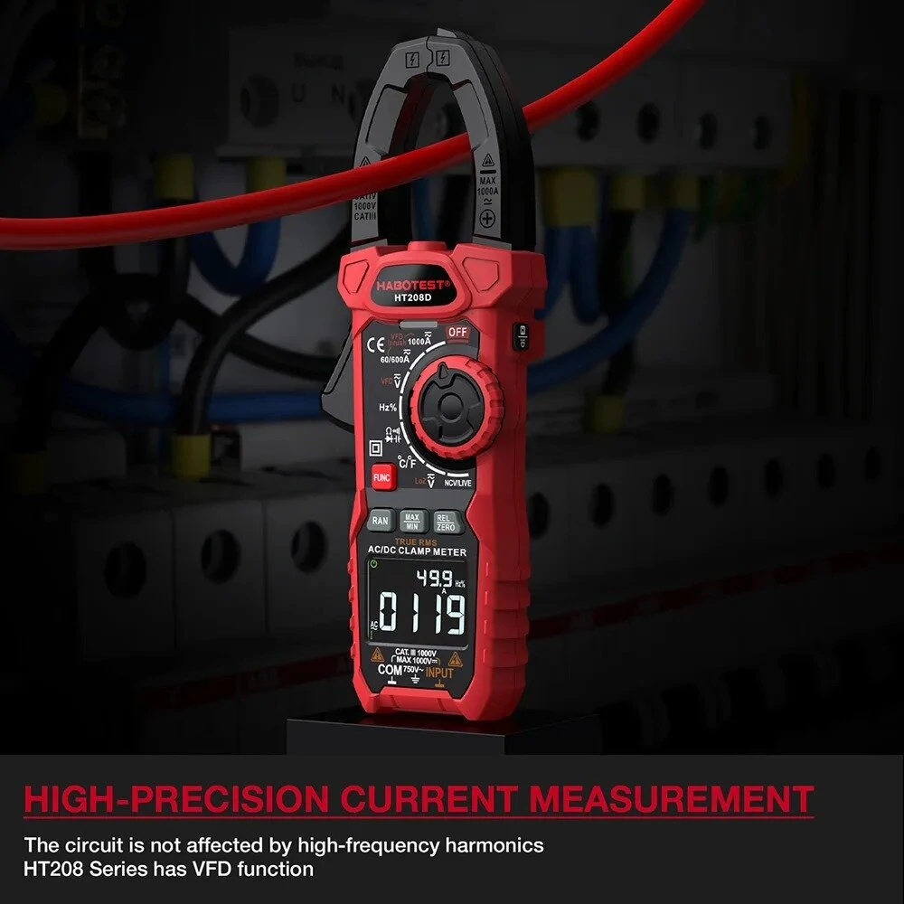 HABOTEST HT208D True-RMS Clamp Meter - AC/DC Auto-Ranging Digital Multimeter - Image 2