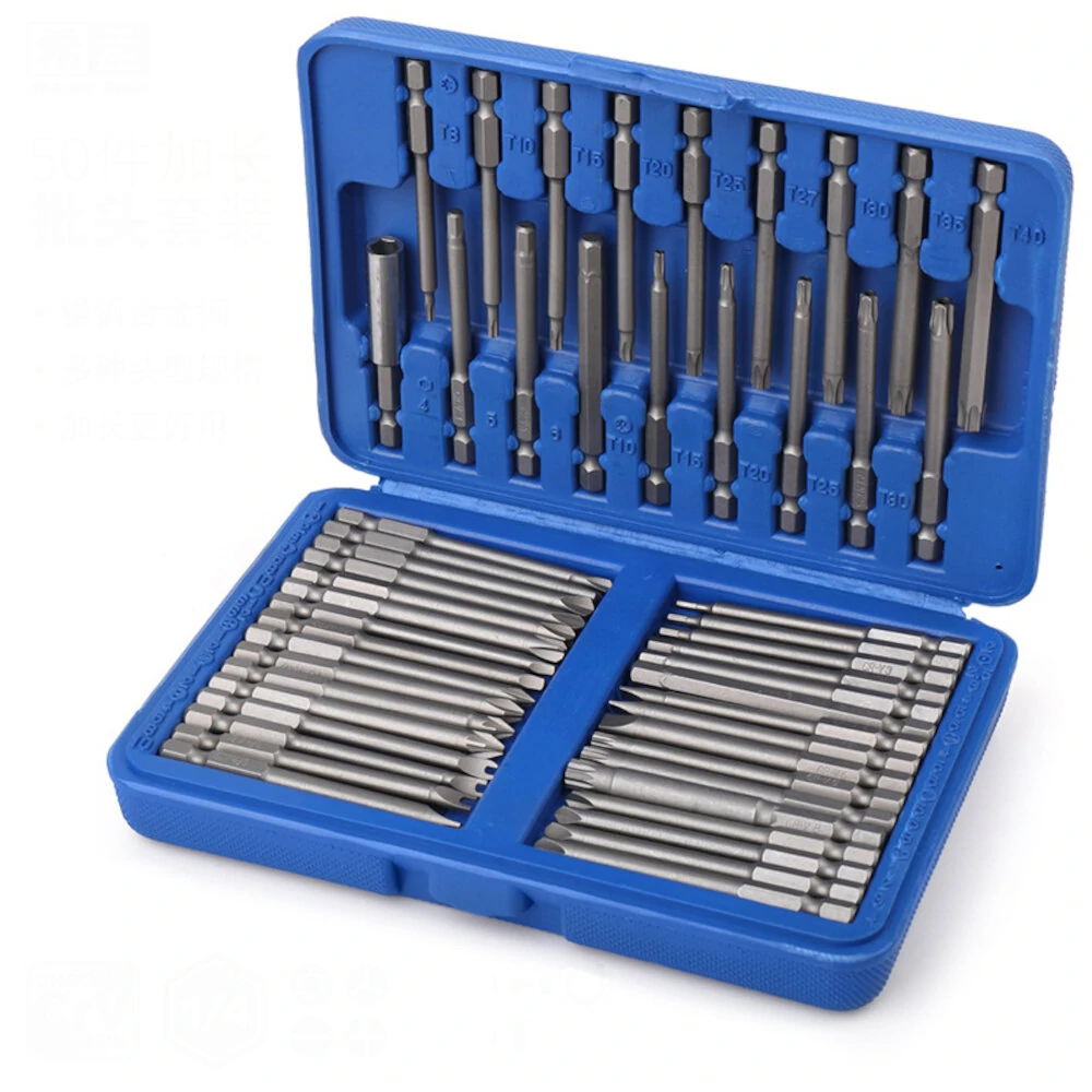 Hi-Spec 50Pcs 75mm Long Reach Bit Set | Torx, Hex, Pozi, Phillips - Image 2