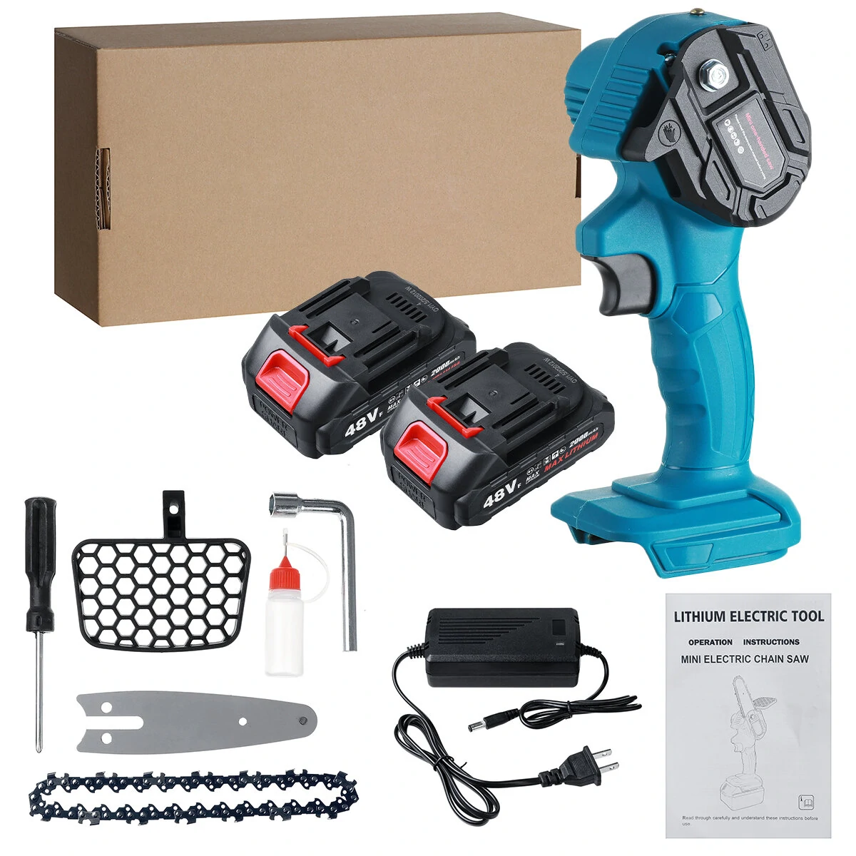 WORX 21V Cordless Electric Chain Saw - 4 Inch Rechargeable with 2 Batteries - Image 3
