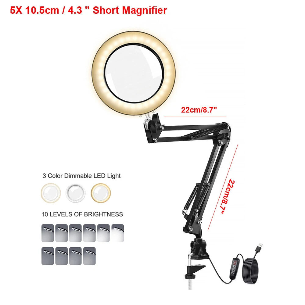 5X LED Magnifying Lamp - 64 Adjustable Lights for Reading, Crafts & Soldering - Image 2