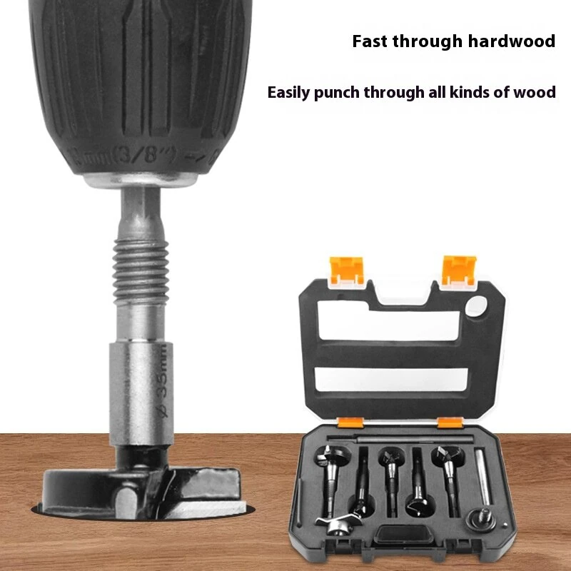 Woodworking Hole Opener Set - 10pcs Blue Carbide Adjustable Drill Bits | 15-35mm Hinge Drilling - Image 2