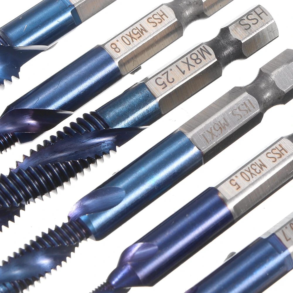 Drillpro 6pcs M3-M10 HSS Blue Nano Drill Tap Bit Set | Countersink & Deburr - Image 4