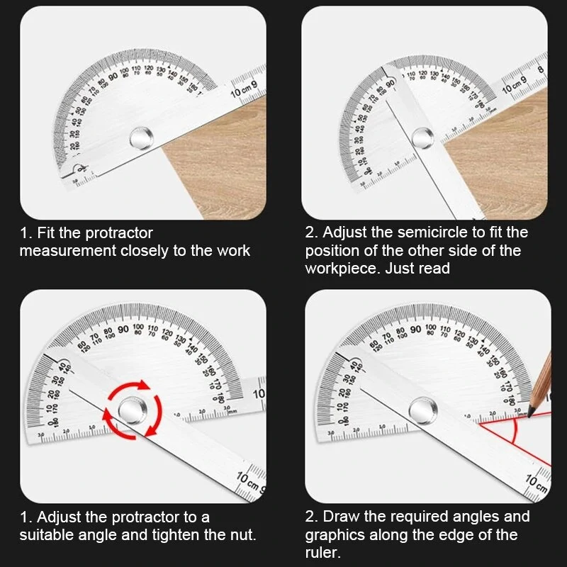 Stainless Steel 180 Degree Protractor | Metal Angle Finder & Goniometer Ruler - Image 5