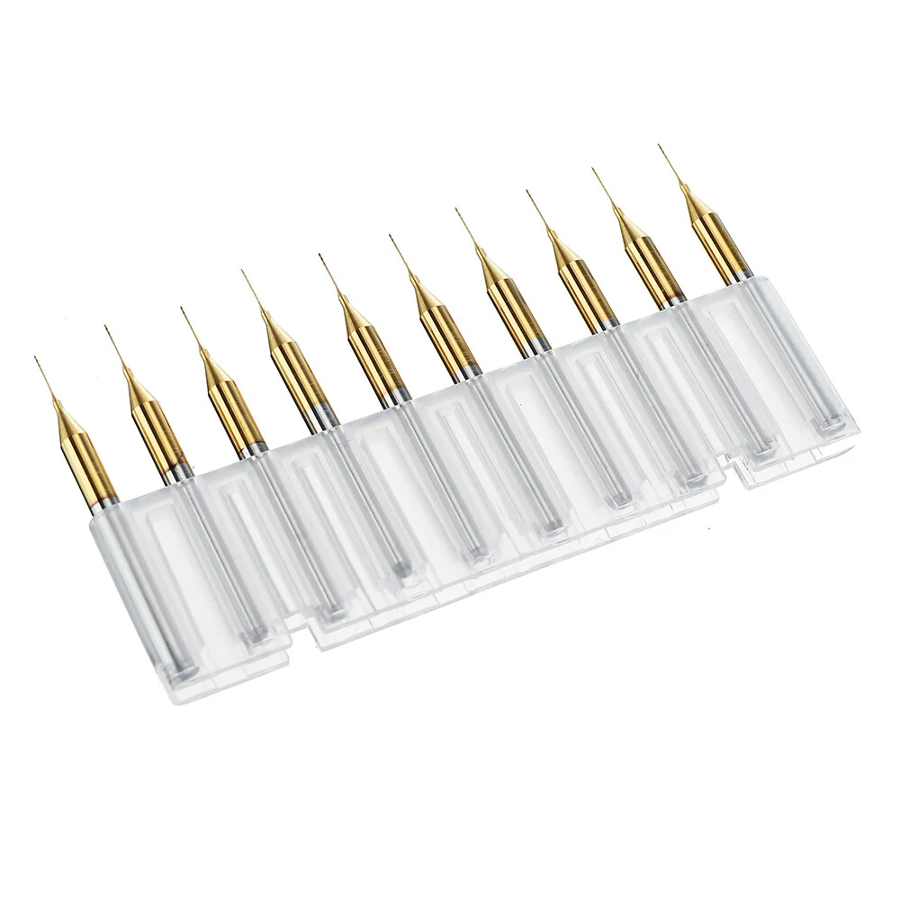 Drillpro 10PCS Tungsten Carbide PCB Drill Bit Set | 0.2-0.3mm Titanium Coated - Image 4