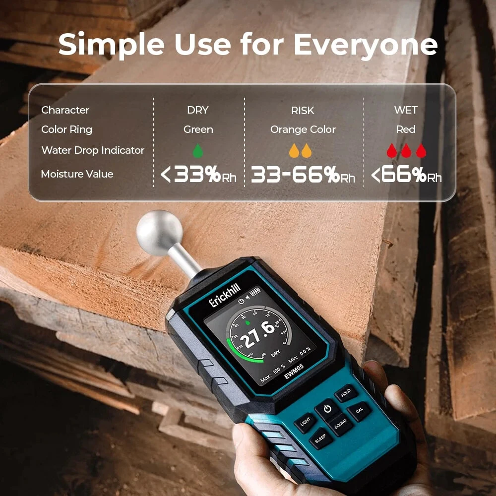 ERICKHILL EWM05 Wood Moisture Meter | Accurate Digital Reader for Woodworking - Image 3