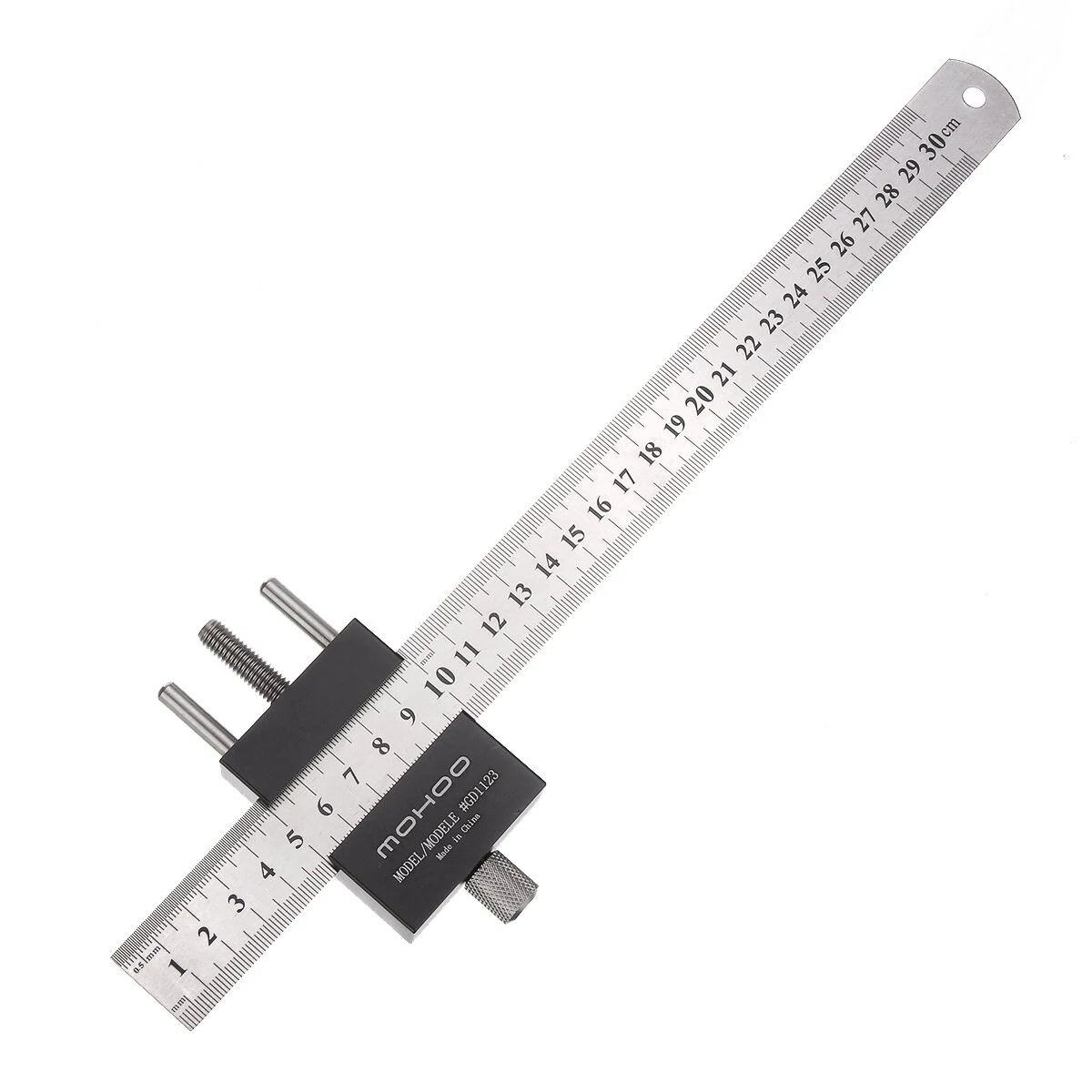 Mohoo Steel Ruler Positioning Block & Angle Scriber | Marking Gauge for Woodworking - Image 3