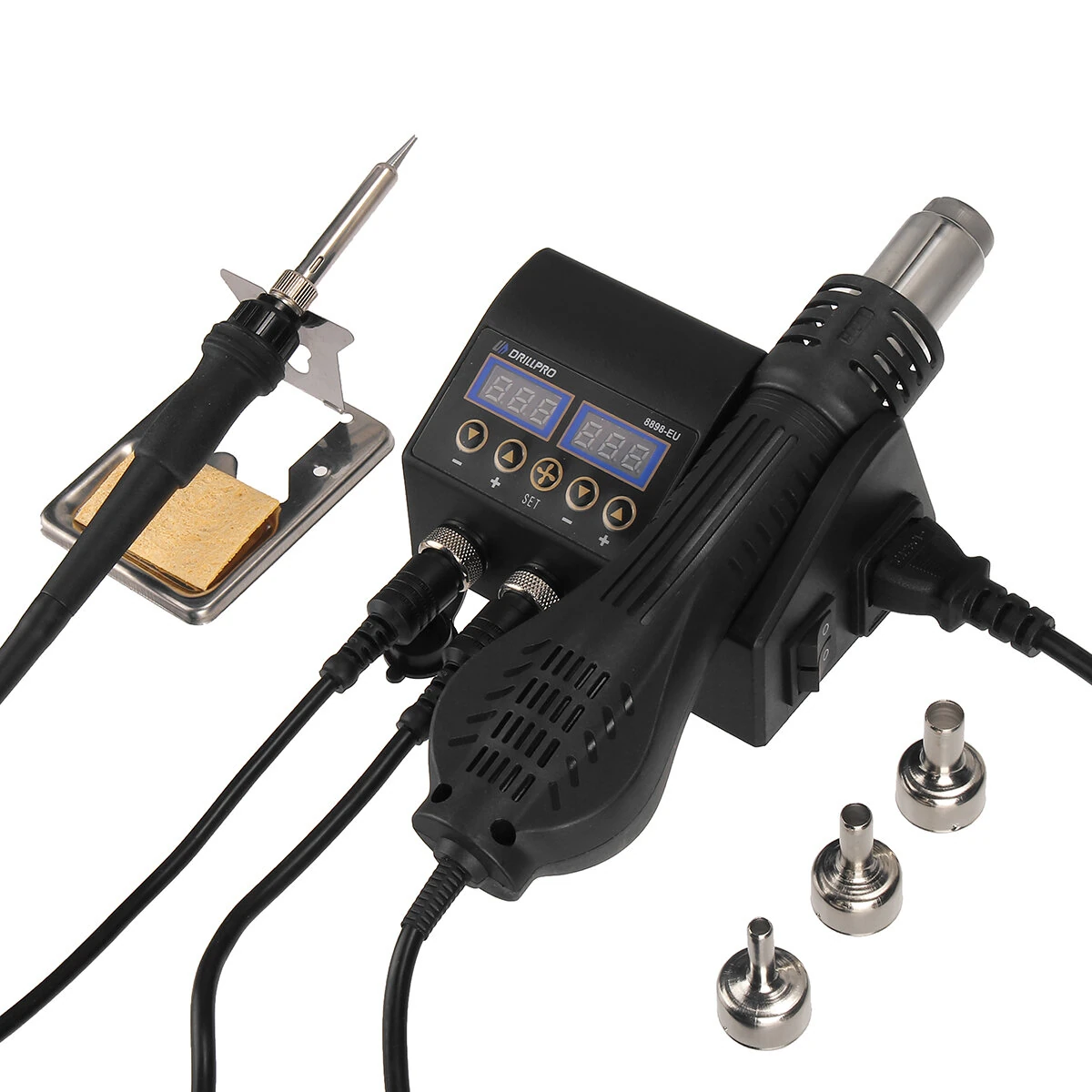 Drillpro 750W 2-in-1 Soldering Station | Hot Air & Iron | Dual LCD Display - Image 2