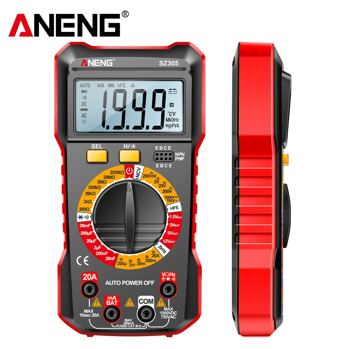 ANENG SZ305 1999 Counts Digital Multimeter | AC/DC Voltage Current Resistance - Image 4