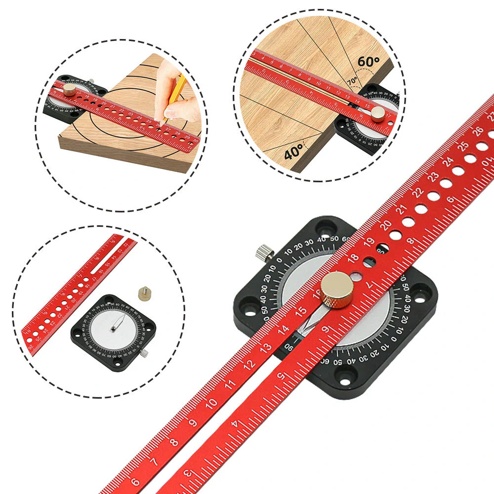 Woodworking Scriber Compass | 300mm Adjustable T-Type Ruler - 360 Degree Marking Gauge - Image 3