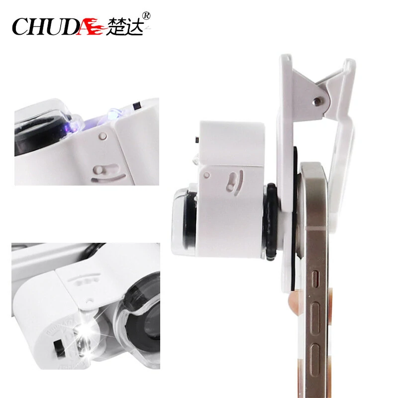 ChuDa 9882AW Mobile Phone Microscope Clip - 45x Magnification with Dual LED & UV Light - Image 3