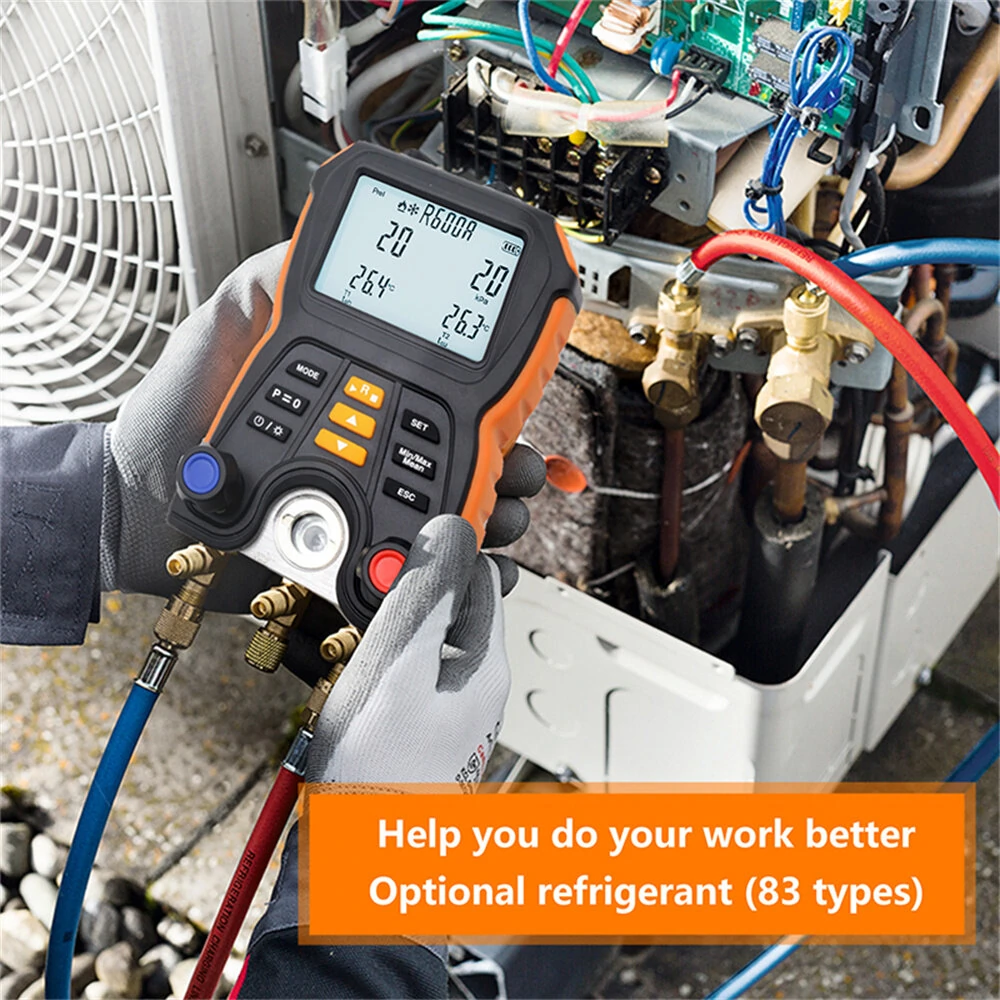 HTI HT-750 Digital Pressure Gauge - Electronic Manifold Refrigeration Meter - Image 2