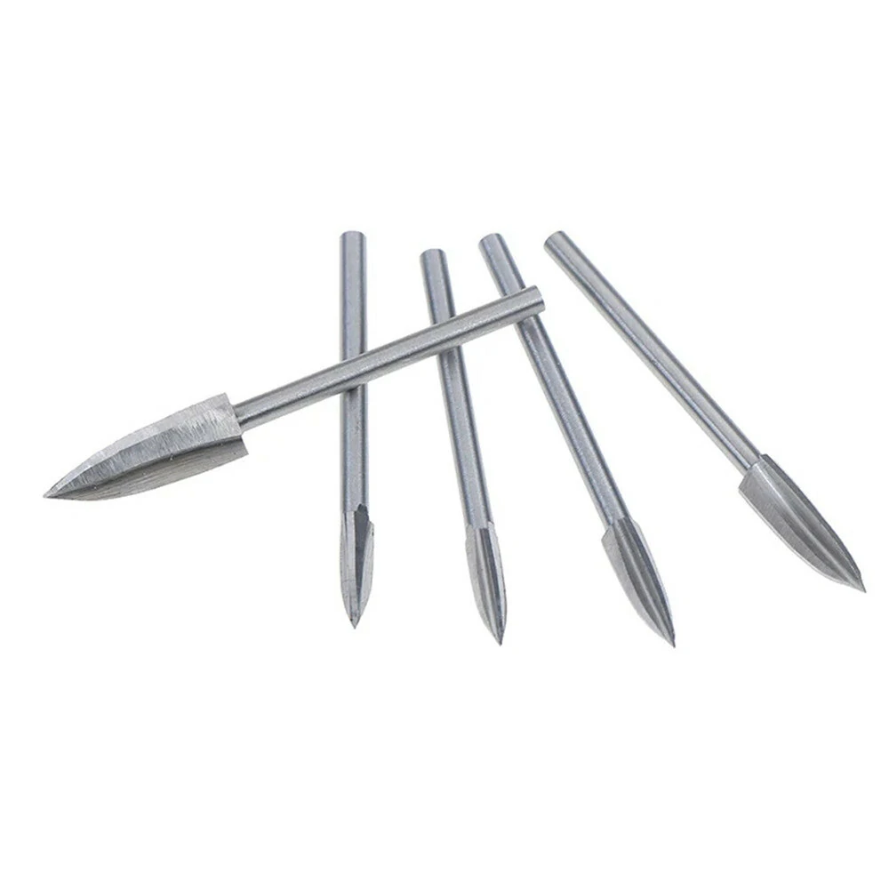 5pcs 3mm Shank HSS Wood Carving Bits | Engraving & Milling Cutter Set - Image 2