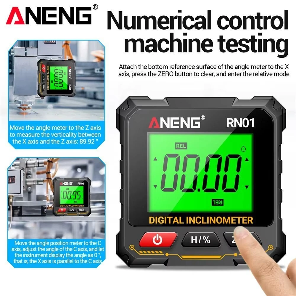 ANENG RN01 Digital Angle Gauge | Magnetic Protractor Inclinometer | 360° LCD Backlight - Image 3