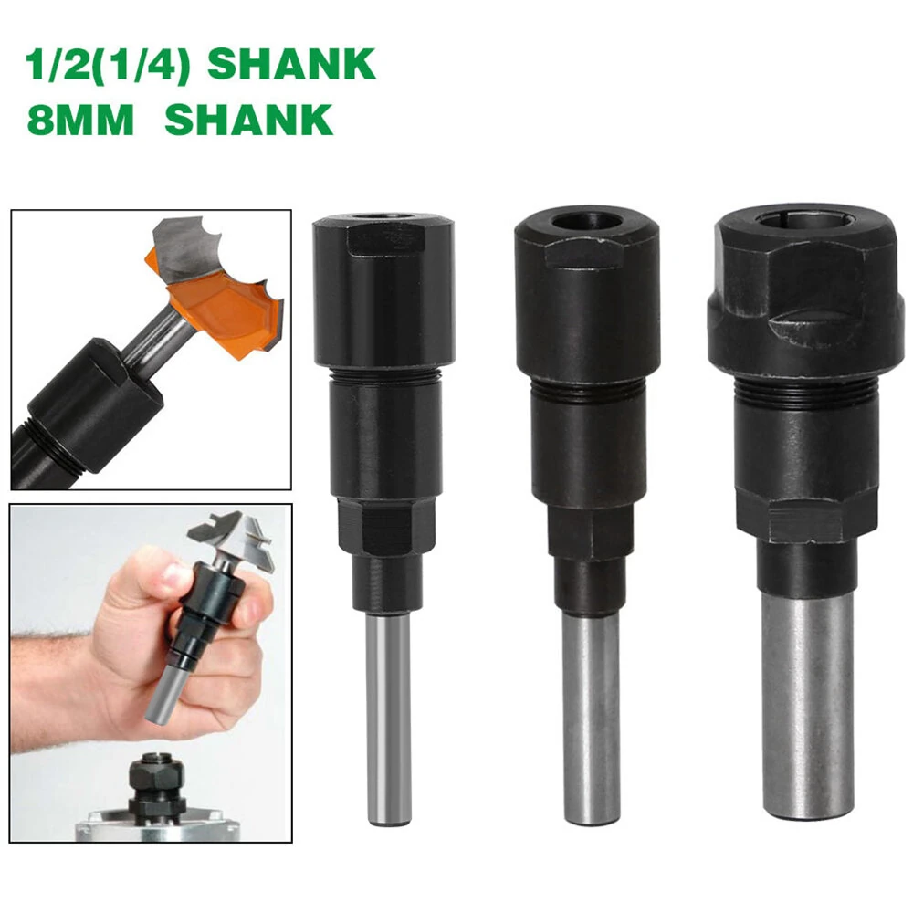 Router Bit Collet Extension Adapter - 1/4 & 1/2 Inch Shank | 8mm Shank - Image 2
