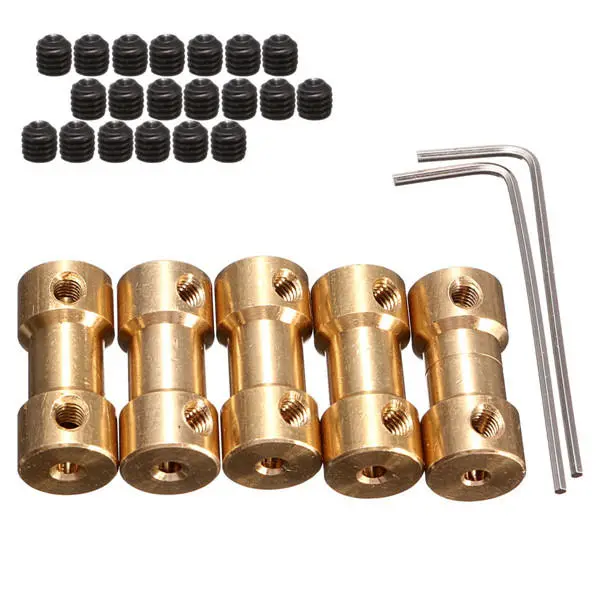 5pcs 9mm Brass Coupling Coupler with Spanner and Screw | Shaft Support - Image 2