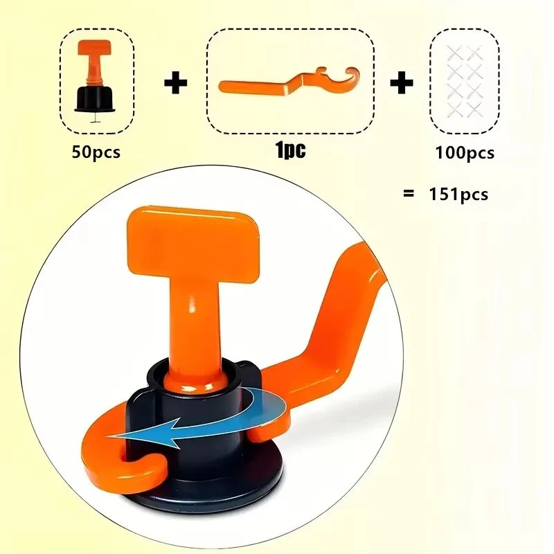 151pcs Tile Leveling System Kit - Reusable Flat Wedge Washers & Brackets for DIY Wall Tile Installation - Image 2