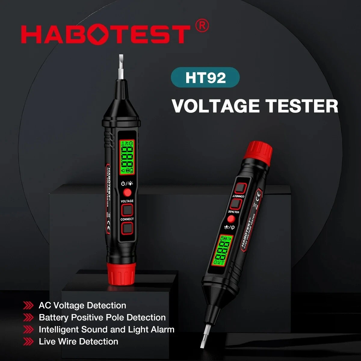 HABOTEST HT92 Voltage Tester Pen | AC 12-300V with Backlight & Flashlight - Image 4