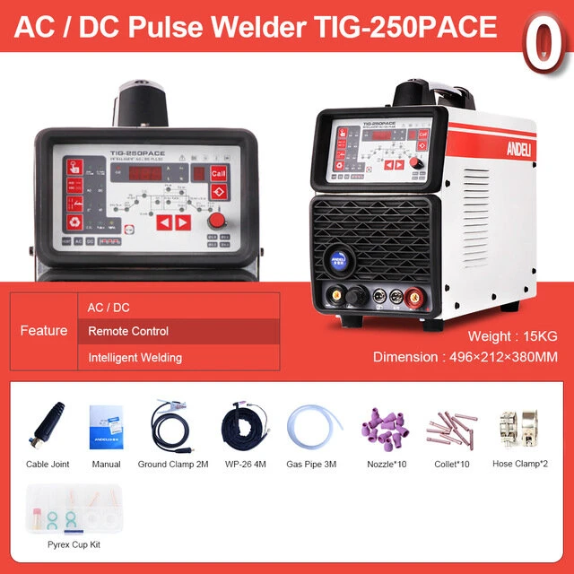 ANDELI TIG-250PACE AC/DC TIG Welder | 220V Aluminum Welding Machine | Digital Pulse Inverter - Image 5