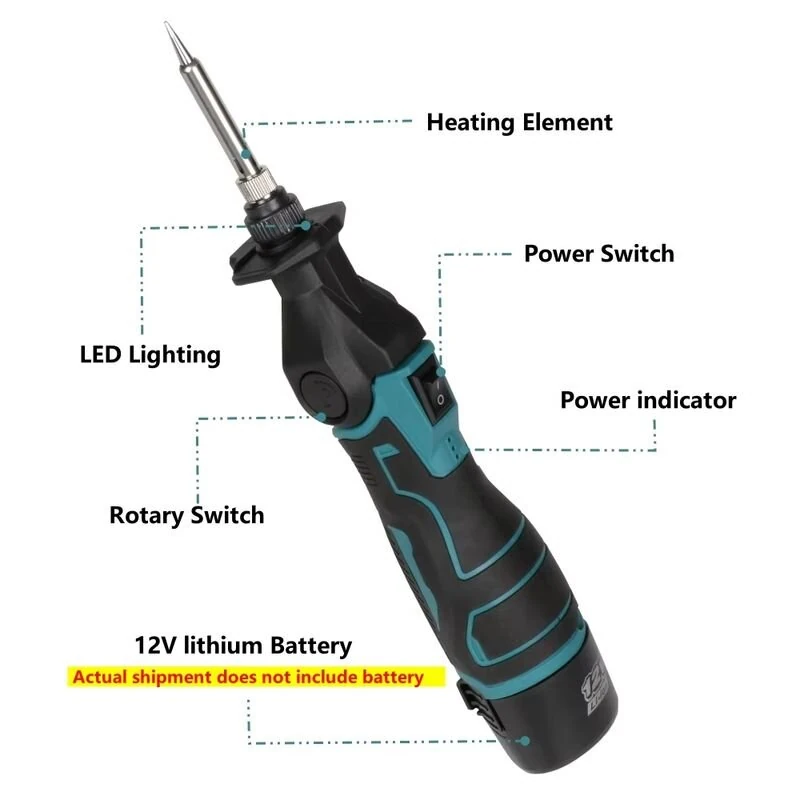 Portable Electric Soldering Iron 30W | 12V Battery Compatible, 400°C Adjustable - Image 3